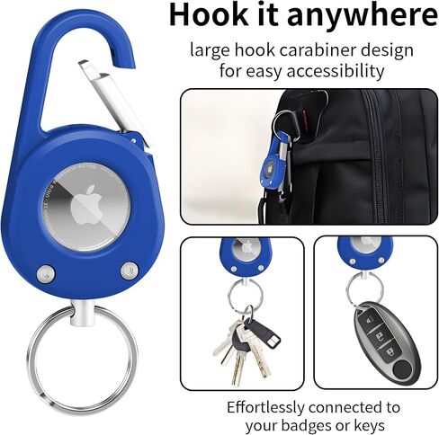حالة من سلسلة مفاتيح Airtag مع carabiner ، ترقية نافذة واضحة مقاومة للماء لحامل Airtag مع قفل آمن ، سلسلة مفاتيح سيارة متينة مقاومة للخدش لـ Apple Airtag (أسود) in Kuwait