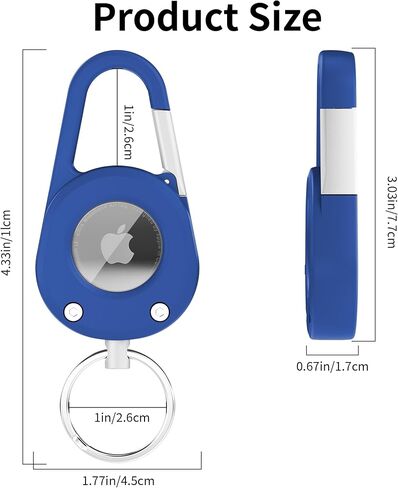حالة من سلسلة مفاتيح Airtag مع carabiner ، ترقية نافذة واضحة مقاومة للماء لحامل Airtag مع قفل آمن ، سلسلة مفاتيح سيارة متينة مقاومة للخدش لـ Apple Airtag (أسود) in Kuwait