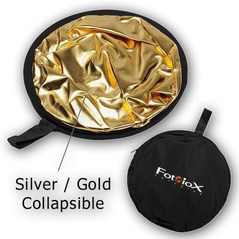 Fotodiox 42in (100cm) 2-in-1 Collapsible Reflector Disc - Silver/White in Saudi Arabia