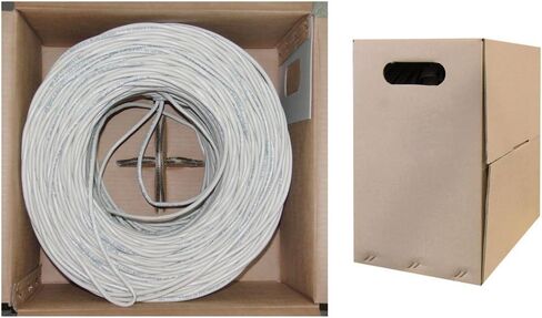 CableWholesale 1000 قدم كبل Cat5e Ethernet ، 24 AWG ، مدرج ETL ، 4 زوج من النحاس العاري الصلب ، زوج ملتوي محمي الرقائق (STP) مع صندوق سحب ، أبيض in Saudi Arabia