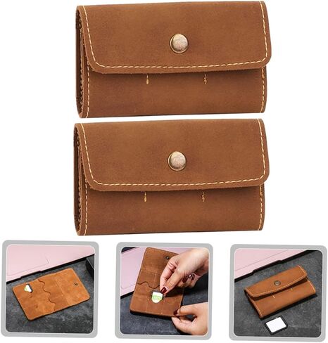 HOMSFOU 2PCS Retro PU CARD CART مع فتحات مربع تخزين بطاقات الذاكرة خفيفة الوزن للحفاظ على آمنة وسهولة تحمل استخدام الكمبيوتر والألعاب in Kuwait