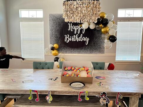 Black and Silver Happy Birthday Backdrop Father's Day Grey Glitter Birthday Photography Background Men Women Adult Birthday Decoration Supplies 8x6FT in Kuwait