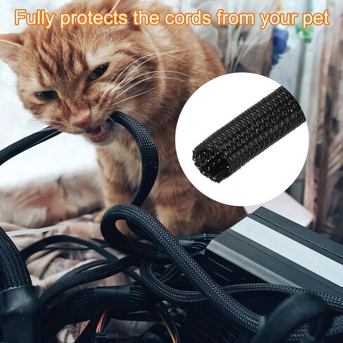 Meccanixity تقسيم الأكمام سلك الأفق 1/8 "25 قدم الالتفاف ذاتي الأكمام مضفر UL94-V2 الأليفة PET PET الأليفة للسيارات ، إدارة الكابل المنزلي in Saudi Arabia