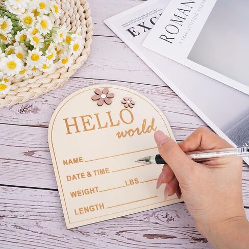 2 PCS Baby Monthly Milestone Sign ، لمدة شهر واحد إعلان إعلان علامات معلميات خشبية ، اسم الطفل ، اسم عطلتي الأولى لعلامات عطلتي للطفلة الدعائم الفوتوغرافية in Kuwait