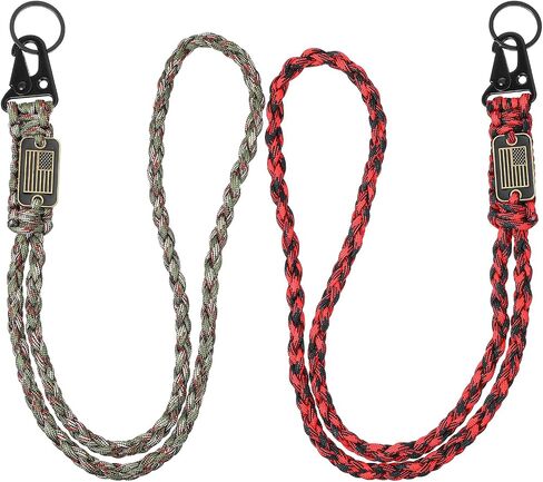 2 Pcs Heavy Duty Braided Paracord Lanyard Keychain with USA Flag Necklace Keychains Braided Strong Lanyard Durable Parachute Rope for Outdoor Activities Camera Keys Whistle Traveling in Saudi Arabia