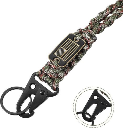 2 Pcs Heavy Duty Braided Paracord Lanyard Keychain with USA Flag Necklace Keychains Braided Strong Lanyard Durable Parachute Rope for Outdoor Activities Camera Keys Whistle Traveling in Saudi Arabia