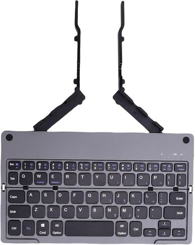 Foldable Bluetooth Keyboard, Wireless Portable Travel Keyboard with Phone Stand, Quiet Bluetooth Folding with 60 Keys for All Tablet Phones Laptop PC (Grey Black) in Kuwait