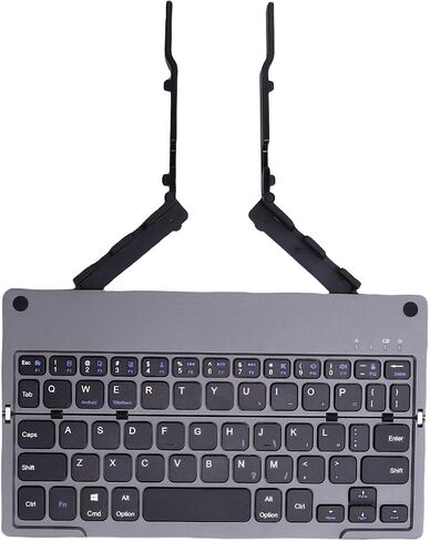 Foldable Bluetooth Keyboard, Wireless Portable Travel Keyboard with Phone Stand, Quiet Bluetooth Folding with 60 Keys for All Tablet Phones Laptop PC (Grey Black) in Kuwait