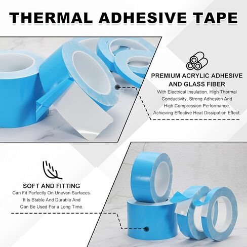 PATIKIL Thermal Adhesive Tape, 2 Rolls 25m x 18mm x 0.2mm Double Side Adhesive Thermal Conductive Tape for Heatsink LED GPU Modules Computer CPU IC Chip, Blue in Saudi Arabia