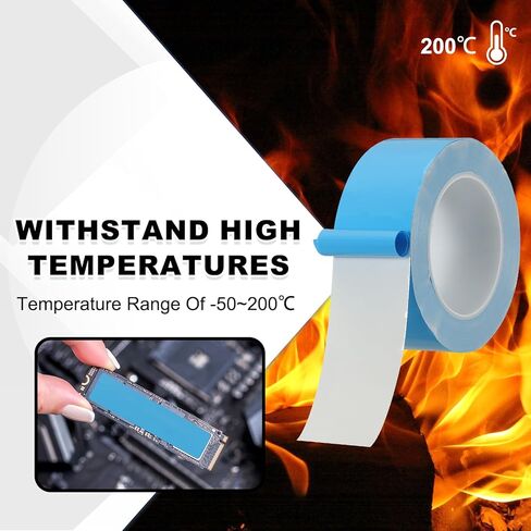 PATIKIL Thermal Adhesive Tape, 2 Rolls 25m x 18mm x 0.2mm Double Side Adhesive Thermal Conductive Tape for Heatsink LED GPU Modules Computer CPU IC Chip, Blue in Saudi Arabia