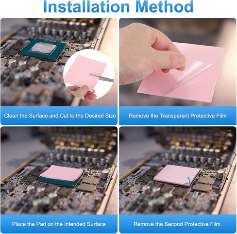 PATIKIL Thermal Pads 100x100mm，0.5mm+1mm+1.5mm+2mm, 4 Pack Silicone Cooling Thermal Pad for CPU GPU IC PCIe M.2 2280 SSD NVMe Heatsink, Pink in Saudi Arabia