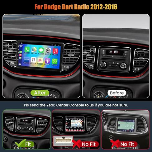 4G+64G Stereo Car Stereo لـ Dodge Dart 2012-2016 ، 9 '' und unit stereo دعم اللاسلكي Carplay+Android Auto ، GPS Favigation ، Bluetooth5.2 ، 1080p خلفي ، شاشة تعمل باللمس ، راديو FM ، SWC+MIC in Kuwait