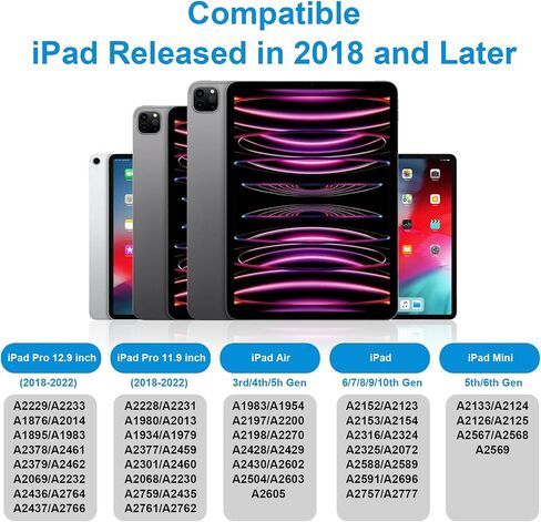 القلم القلم لجيل iPad 9 و 10 ، قلم رصاص مع رفض رفض أبل قلم رصاص (2018-2025) 10/9/8/7/6th Gen ، iPad Pro 11/12.9 بوصة ، 11 و 13 بوصة (M2)/5th/4th Gen ، Mini 6th/5th-pink pink in Kuwait