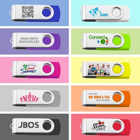 50 Pack 128MB Custom USB Flash Drive Customized USB Thumb Drive, Customizable USB Drive Logo Print Event Favors, Branding with JBOS Personalized Memory Stick 50pcs Multiple Color Choice in Kuwait