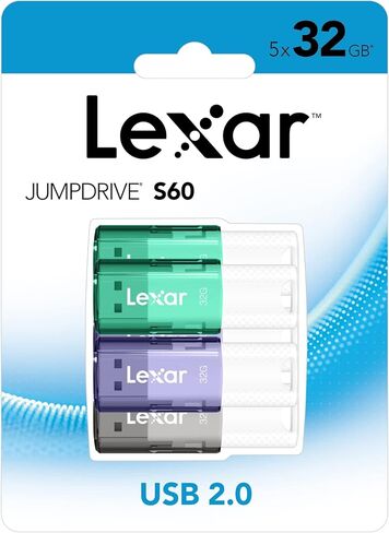 Lexar® JumpDrive® S60 USB 2.0 Flash Drives, 32GB, Assorted, Set Of 5 Drives in Saudi Arabia