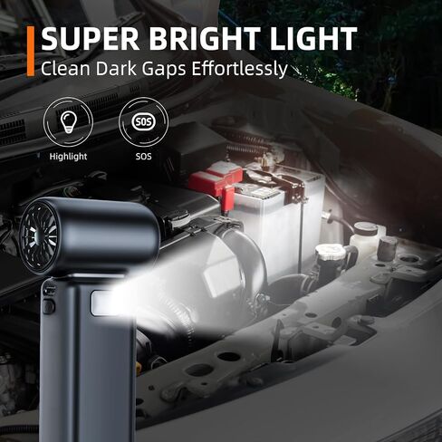 Compressed Air Duster, 100000RPM Electric Air Duster, 5+1 Gear Adjustable Mini Blower with LED Light, Super High-Speed Air Blower for Keyboard,Car,Home & Outdoor Dust-Compact & Lightweigh in Saudi Arabia