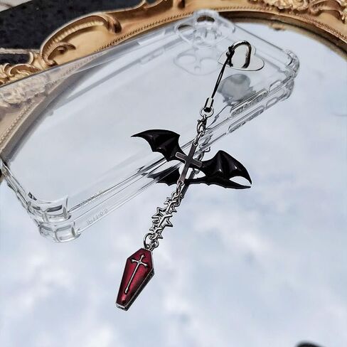 1Pc Black Mobile Phone Chain Pendant, Cute Phone Charm Pendants, Bag Key Chain Accessory Women Strap Lanyard Beaded Keychain Pendants Accessories in Saudi Arabia