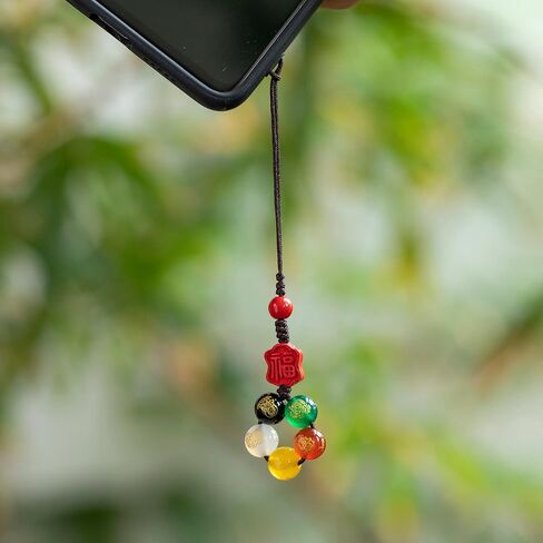 Under $5 Phone Charm Lanyard Feng Shui Car Rearview Mirror Charm Keychain Lucky Amulet Hanging Ornament with Auspicious Symbol Home Office Auto Décor in Saudi Arabia