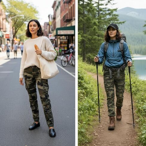 OCHENTA Womens Casual Military Baggy Cargo Pants Camo Army Fatigue Combat with 8 Pockets in Saudi Arabia