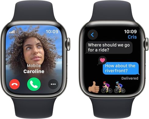 Apple Watch Series 9 [GPS + Cellular, 45mm] - Graphite Stainless Steel Case with Midnight Sport Band, S/M (Renewed) in Saudi Arabia