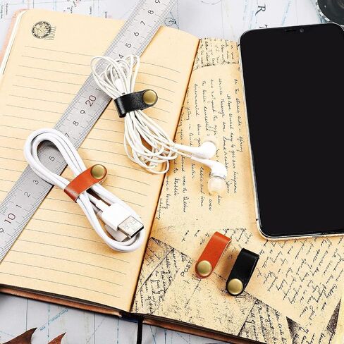 Weewooday 52 Pieces PU Leather Cable Straps, Black, Brown in Saudi Arabia