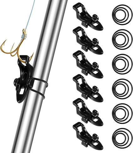 6 Sets Hook Keeper for Fishing Rod, Fishing Rod Hook Keeper with 3 Sizes Rubber Rings for a Variety of Fish Rods, Quick Installation in Saudi Arabia