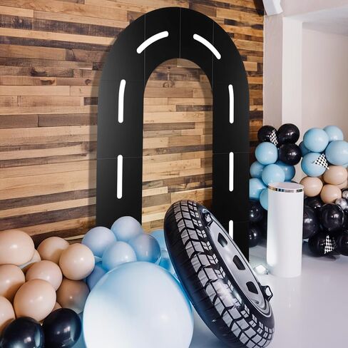 Zhanmai Racing Party Backdrop Decor Decor Race Track Arch Backdrop Stand with Water Water Bag Racetrack Pre-Cut Foam Board Set Racer Party Decor in Saudi Arabia