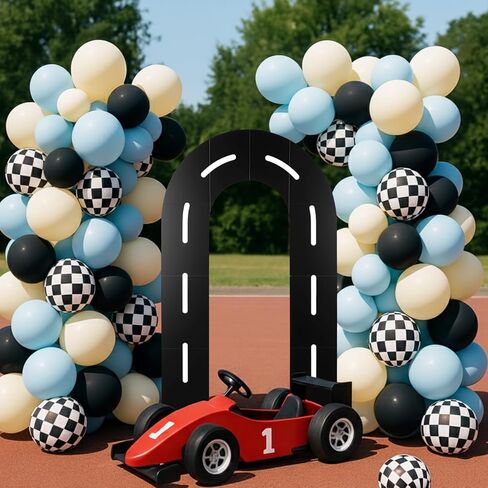 Zhanmai Racing Party Backdrop Decor Decor Race Track Arch Backdrop Stand with Water Water Bag Racetrack Pre-Cut Foam Board Set Racer Party Decor in Saudi Arabia