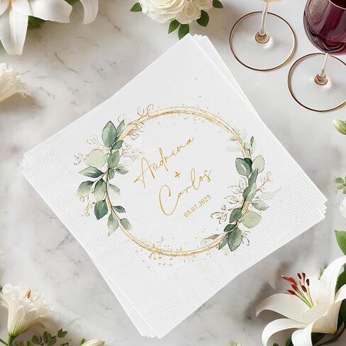 Luxury Personalized Wedding Cocktail Napkins, Custom Dinner Napkins For Bridal Shower, Custom Couple Name Paper, Custom Cocktail Napkin, Wedding Party Decor Style 5 in Saudi Arabia