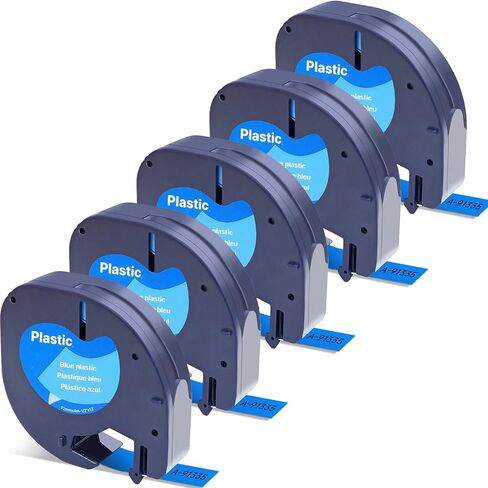 Label Orison Compatible with Dymo LetraTag Refill Blue 91335 12mm LT Plastic Tape for Dymo Label Maker Refills Letra Tag LT100H LT100T 200B QX50,Black on Blue,1/2 Inch X 13Feet(12mmx4m),5Pack in Kuwait
