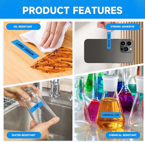 Label Orison Compatible with Dymo LetraTag Refill Blue 91335 12mm LT Plastic Tape for Dymo Label Maker Refills Letra Tag LT100H LT100T 200B QX50,Black on Blue,1/2 Inch X 13Feet(12mmx4m),5Pack in Kuwait