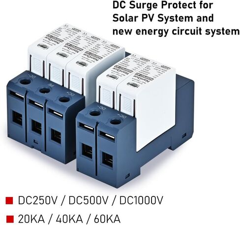 DC SPD Surge Protector for 100V-1000V PV Systems, 2-Pole 40kA T2 Level, Replaceable Module, Solar Panel Lightning Protection, Overvoltage Protection (250V) in Saudi Arabia