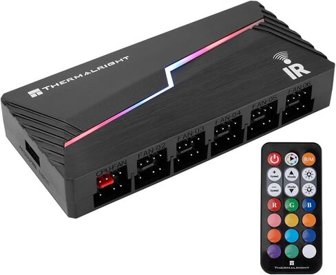 Thermalright Argb و Fan Hub X12 IR IR BLACK HUB Controller دعم 12 مجموعة من مراوح وحدة المعالجة المركزية ، 3PIN PC ARGB Controller و 4Pin PWM FAN ، SATA Power Cord Direct Direct (12V 4PIN RGB غير مدعوم)) in Saudi Arabia