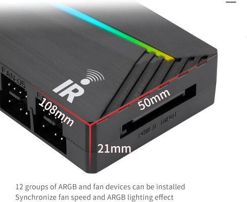 Thermalright Argb و Fan Hub X12 IR IR BLACK HUB Controller دعم 12 مجموعة من مراوح وحدة المعالجة المركزية ، 3PIN PC ARGB Controller و 4Pin PWM FAN ، SATA Power Cord Direct Direct (12V 4PIN RGB غير مدعوم)) in Saudi Arabia