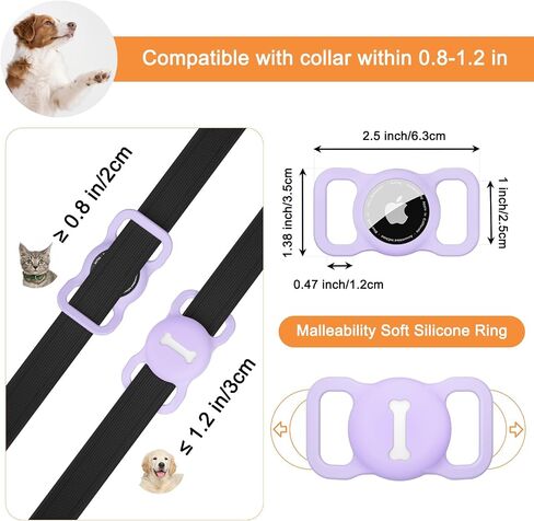 4 Pack Case for Airtag Dog Collar Holder, Soft Silicone Anti-Lost Protective Case Compatible with Apple Airtag, for Pet Dog Collars Holder Accessories (Mint Green+Violet+Sky Blue+Pink) in Saudi Arabia
