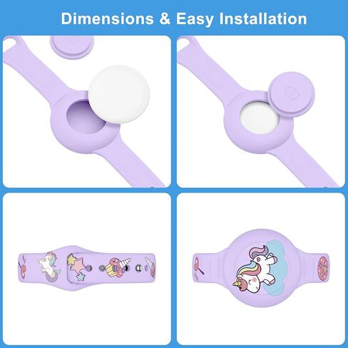 Waterproof for AirTag Bracelet for Kid, Soft Silicone Cartoon for AirTag Holder for Kids with Hidden Design, Compatible for Apple AirTag Wristband for Child (Purple-Unicorn) in Saudi Arabia