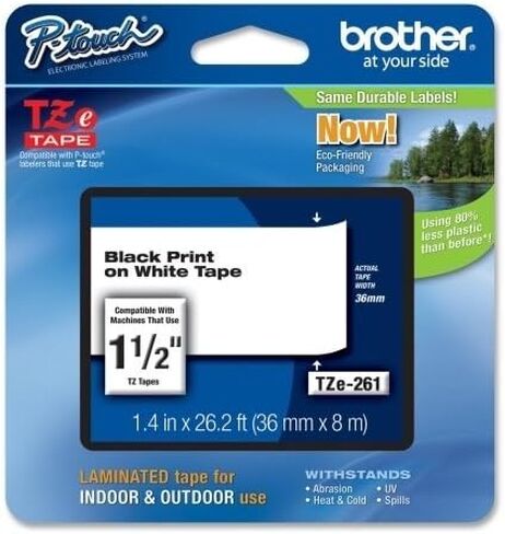 Brother Part# TZe-261 Label Tape (OEM) 1.5" Black Print on White in Saudi Arabia