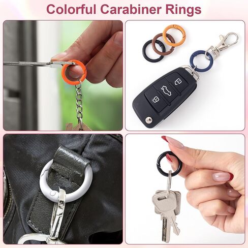 17pcs 25mm rounding spring o rings ، carabiner metal carabiner snap buckle clip trigger diy accessories for purs in Saudi Arabia