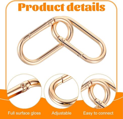 2 PCS Spring O Rings Clip -chain ، clips round carabiner ، حلقات المفاتيح الذهبية للمحفظة ، الحقيبة ، حقيبة اليد ، سلاسل المفاتيح in Saudi Arabia
