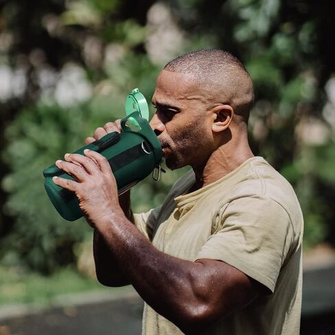 Half Gallon 64oz Glass Water Bottle with Straw and Storage Sleeve Motivational Water Bottle with Strap and Time to Drink 2L Leakproof Reusable Water Jug for Fitness Gym and Outdoors in Saudi Arabia