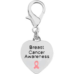 Pink Ribbon Hanging Charm للتوعية بسرطان الثدي - مثالي للأساور والمحافظ وسحب السوستة وطوق الكلاب والقط ، ومجموعات الدعم ، وجمع التبرعات وأكثر من ذلك! in Kuwait