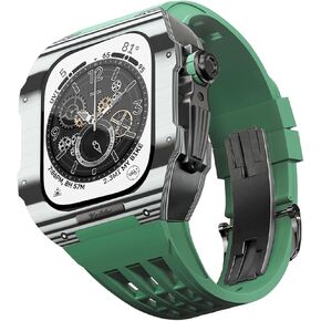 Fluororubber Watch Band andcarbon fiber case mod kit，For Apple Watch 8/7/6/5/4 Series upgrade Luxury Replacement Strap Bezel，Fully carbon fiber case For Iwatch 45/44mm in Saudi Arabia