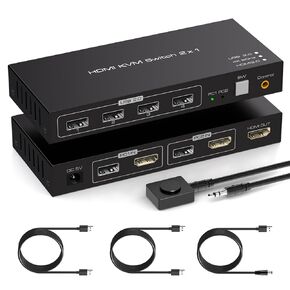KVM Switch 1 Monitors 2 Computers HDMI KVM Switches 4K60HZ for 2 Computers Sharing Single Monitor and Keyboard Mouse Hard Drives Printer with Two USB Cables and Wired Controller SW201ABC in Saudi Arabia