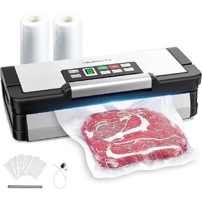 90Kpa Powerful Vacuum Sealer, with 10-in-1 Functions,Double Seal & Double Pump,Built-in Cutter&Hose,Handle-Ease Design, Vacuum Sealer Machine for Food with Bags Storage, Stainless Steel in Kuwait