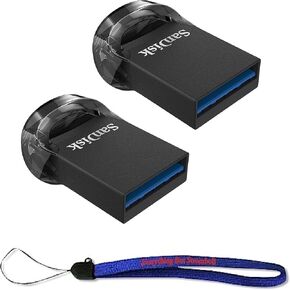 SanDisk 16GB Ultra Fit USB 3.1 Low-Profile Flash Drive (2 Pack Bundle) SDCZ430-016G-G46 Pen Drive with (1) Everything But Stromboli (TM) Lanyard in Kuwait