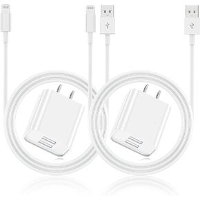 شاحن iPhone وتوصيل الجدار ، سلك كبل البرق 6 قدمًا مع مربع كتلة محول شحن USB مزدوج للمنفذ السريع لـ Apple iPhone 14 Pro Max/13 Pro/12 Mini/11/XR/X/XS Max/8/7s Plus/SE/5C/IPAD in Kuwait