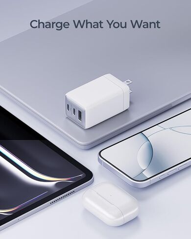 67W USB C Charger, 3-Port GaN Fast Charging Block with Foldable Plug, Compatible with MacBook Pro/Air, iPad Pro, iPhone 16/15/Pro, Galaxy S25/S24, Note20, Pixel, Apple Watch, (White) in Saudi Arabia