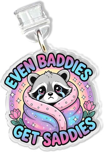 Raccoon Charms for Kindle for Phone, Dust Plug Charm 1.5 Inches Funny Raccoon, Sarcastic Quote, Humor, Meme Lightning/Type C Charging Port Acrylic Material in Saudi Arabia