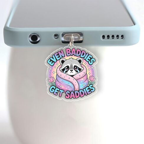 Raccoon Charms for Kindle for Phone, Dust Plug Charm 1.5 Inches Funny Raccoon, Sarcastic Quote, Humor, Meme Lightning/Type C Charging Port Acrylic Material in Saudi Arabia