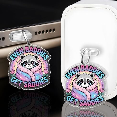 Raccoon Charms for Kindle for Phone, Dust Plug Charm 1.5 Inches Funny Raccoon, Sarcastic Quote, Humor, Meme Lightning/Type C Charging Port Acrylic Material in Saudi Arabia